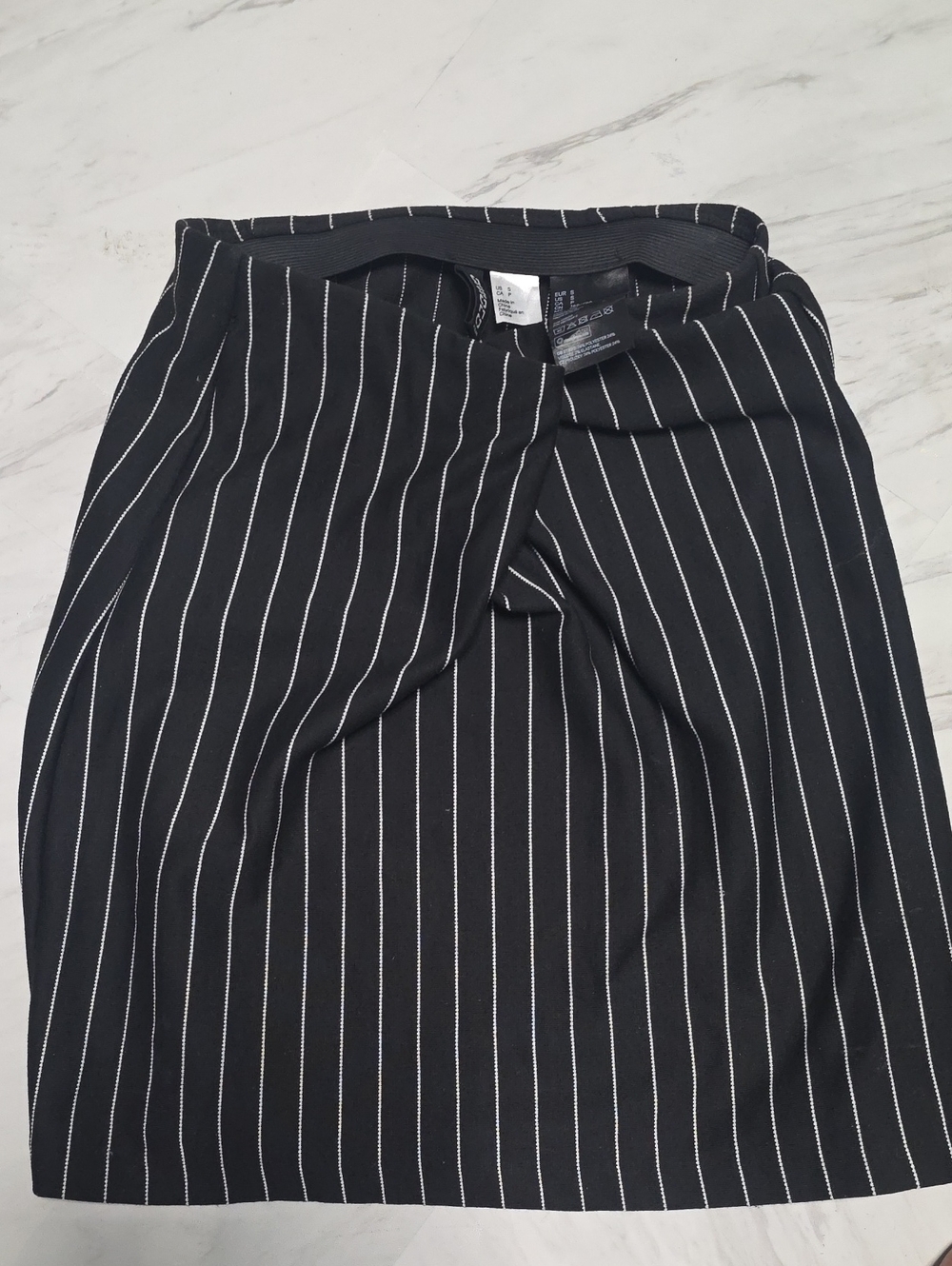 Divided Black and White Striped Crewneck Tee